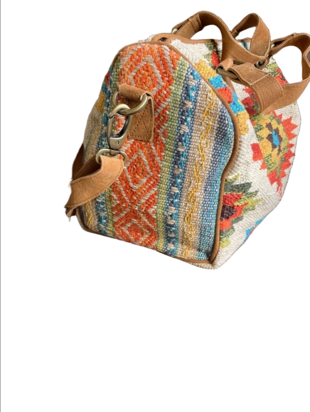 Ruggine Harlow Signature Boston Bag Boho Woven Navajo Print Suede Strap NWT - Picture 3 of 4